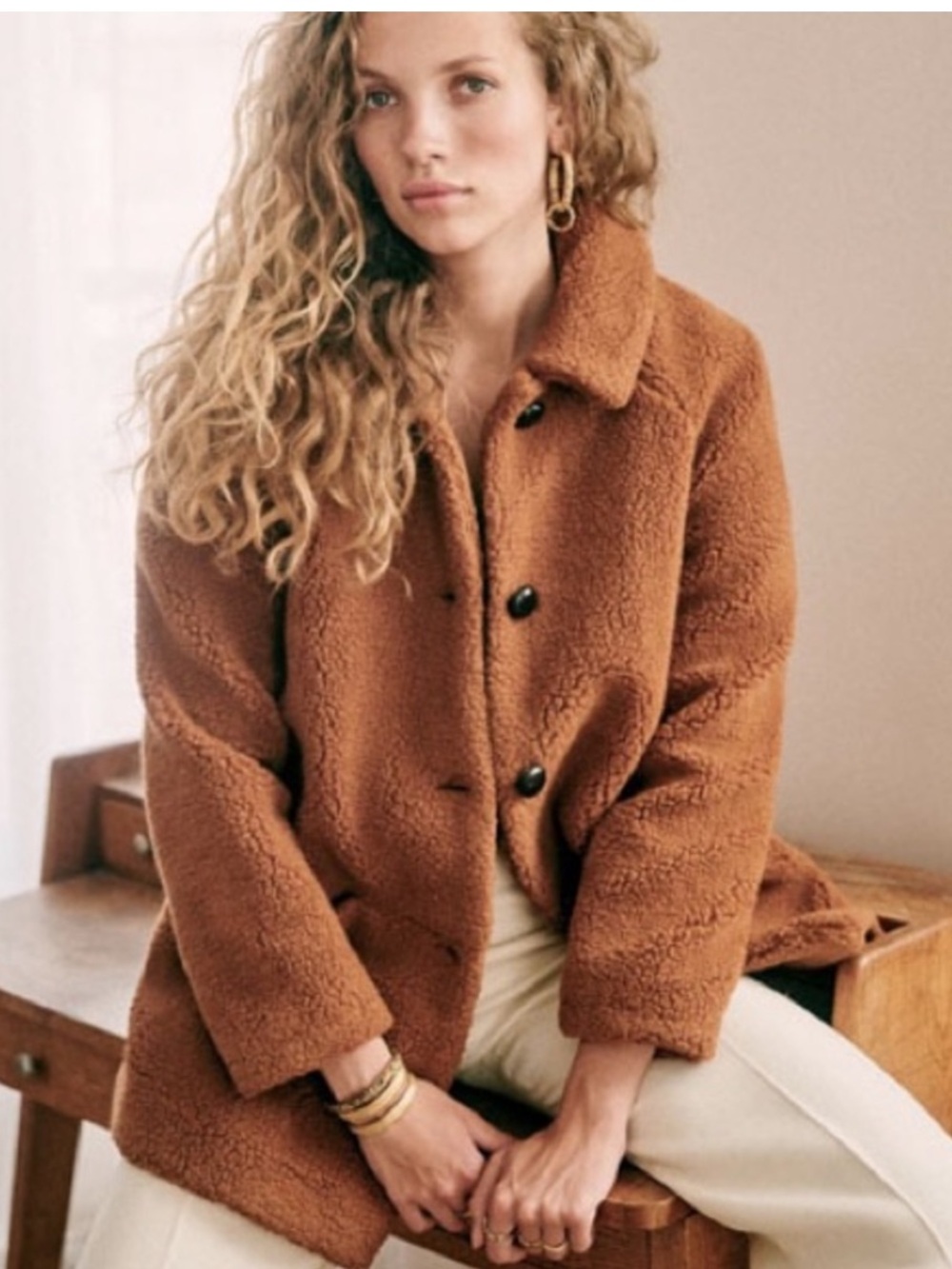 Sezane Brown Teddy Bear Coat